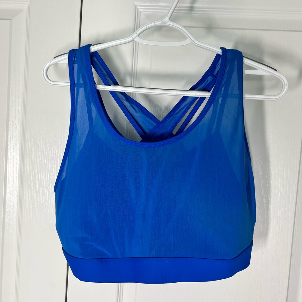 Blue Fabletics Racerback Sports Bra with Wide Supportive Band